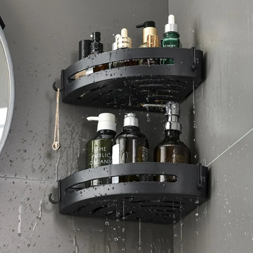 No Drill Plastic Bathroom Shampoo Shelf for Shower Walls