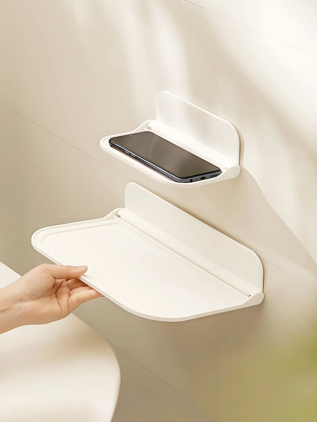Foldable Adhesive Wall Shelf for Bedside Phone and Glasses