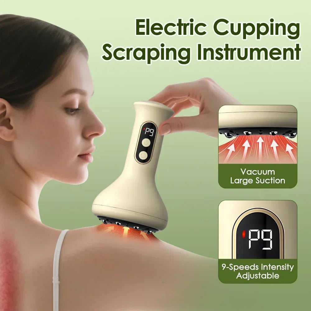 USB Rechargeable Handheld Abdominal Massager with Adjustable Guasha Cupping Intensity for Hot Compress Arm & Leg Massage