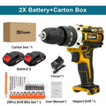 Gisam 25+3 Torque Electric Impact Screwdriver Multifunctional Cordless Drill Power Tool Setting 2 Gear Speed with 2 Batteries 2 Battery Set A