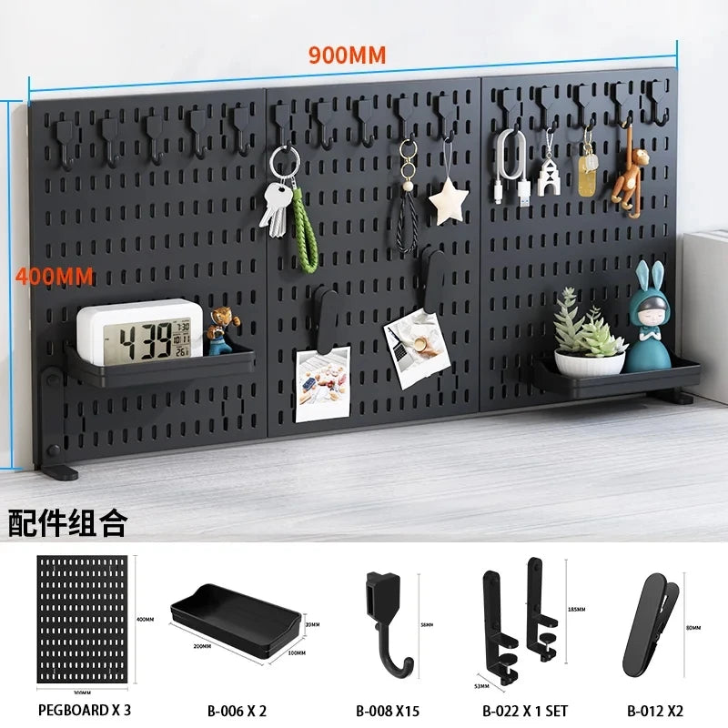Pegboard Combination Desktop Storage Kit, Vertical and Clip-Type Pegboard Display Panels, Suitable for Home Office Storage. BK Clamp-On SET 3