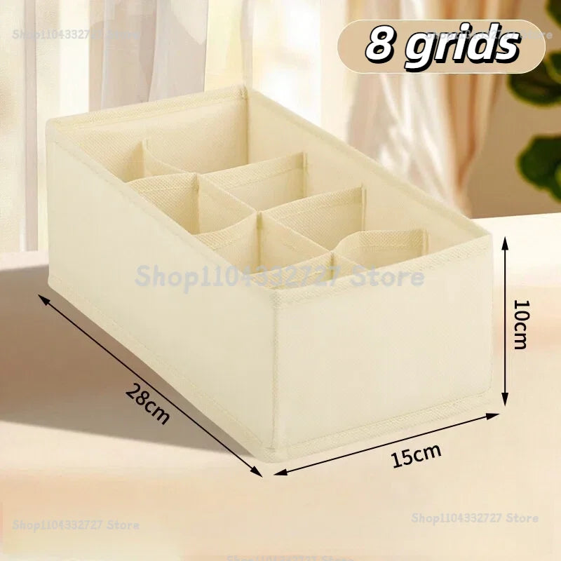 Fabric Drawer Storage Organiser for Underwear Bras and Socks yellow-8grids