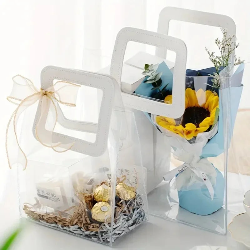 5/15/20pc PVC Gift Bags Packing Bag with Handle Wedding Accessories Festival Souvenir Party Present Candy Jewelry Packaging Home