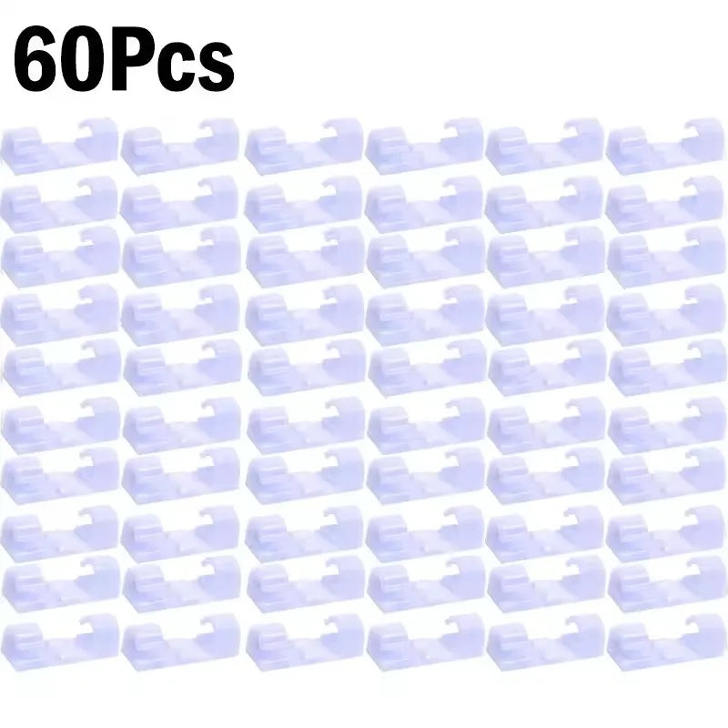 Self Adhesive Open Cable Clips for Desk Wire Routing 60X-White