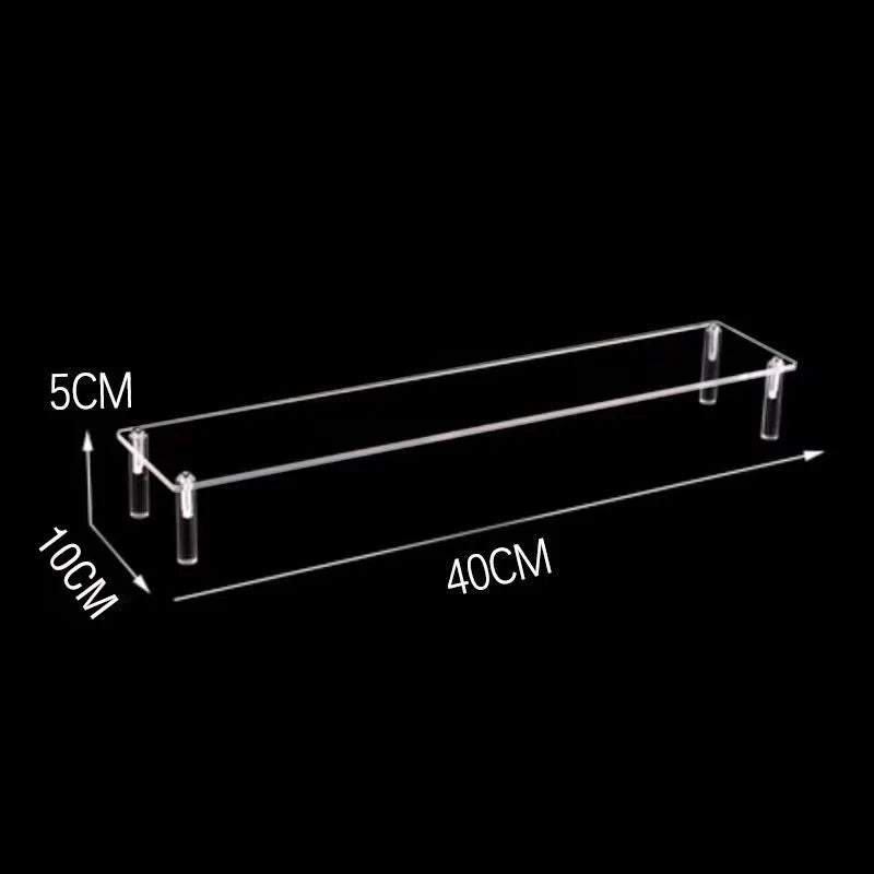 Tiered Display Stand with Clear or Wood Effect Shelves 1-40x10cm