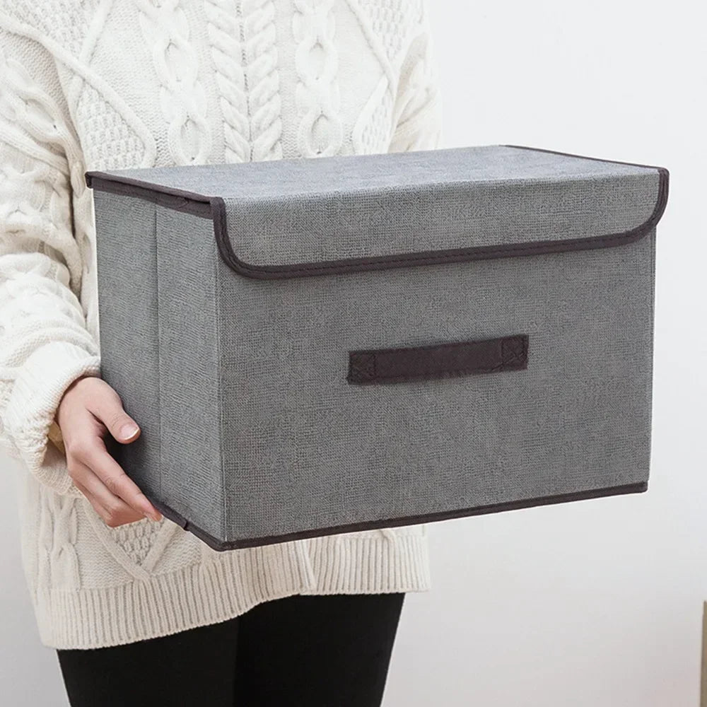 Fabric Wardrobe Storage Box With Lid for Clothes and Accessories