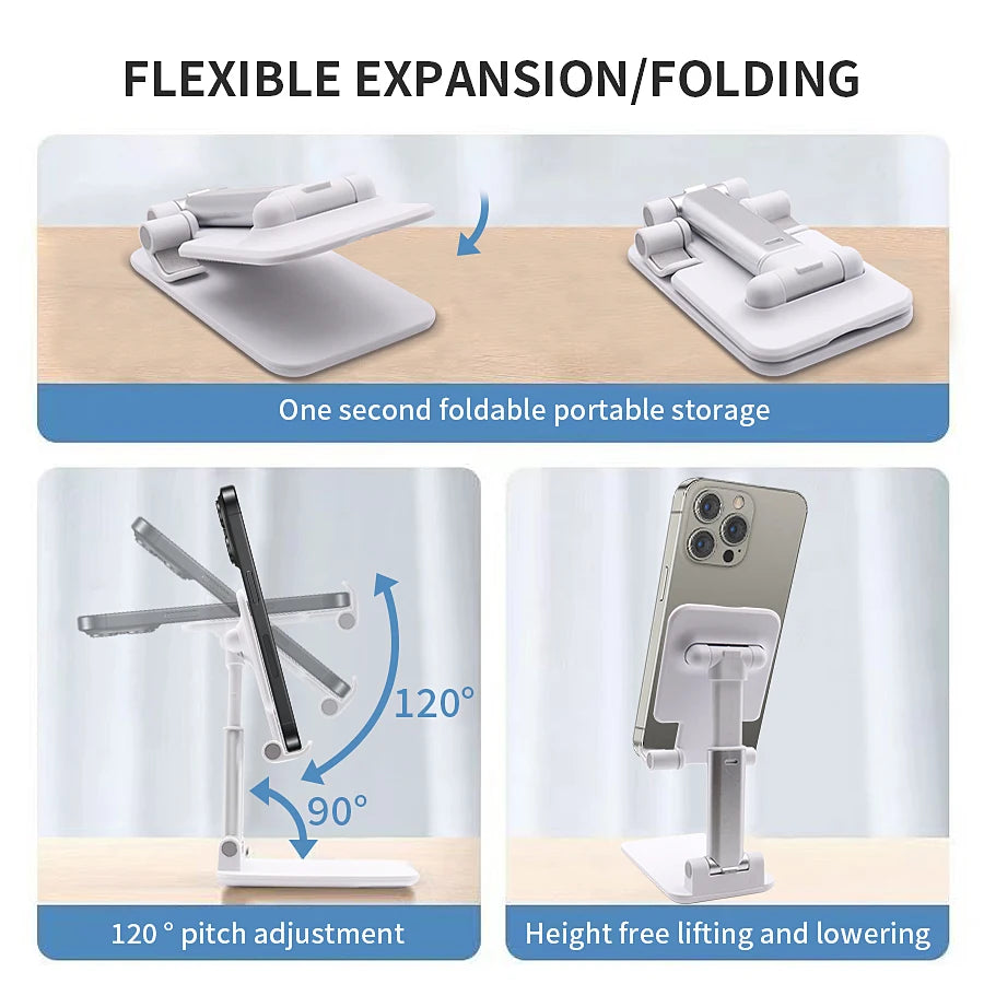 Adjustable Desktop Phone Holder Stand for iPhone 17/16/15/14 Samsung Xiaomi, Flexible Lazy Bracket for Tablet & Cellphone