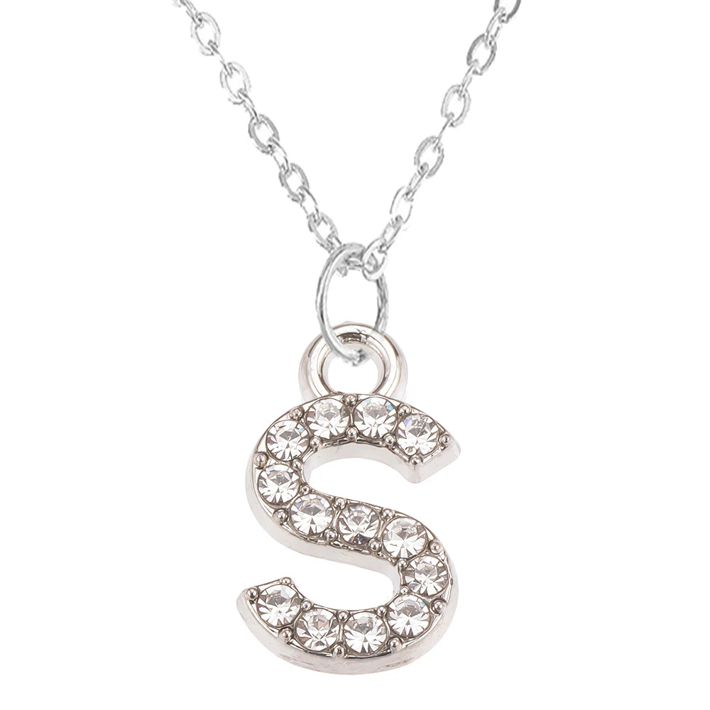 Fashion Shining A-Z Letter Pendant Charm Necklace 26 Initial Alphabet Name Clavicle Chain Party Valentine's Day Jewelry Gift S