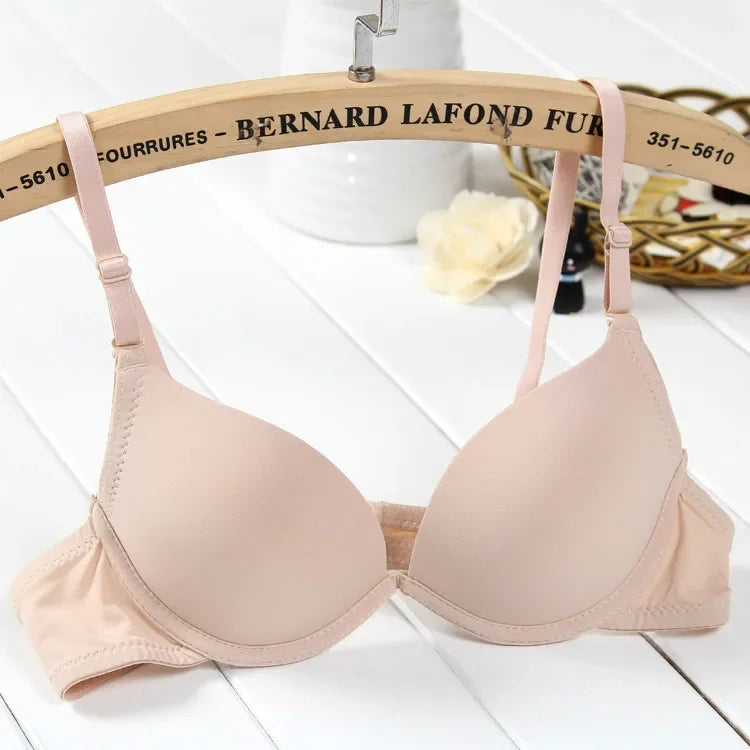 1/2 PCs Small Young Lady Bust Sexy Deep V Cup Bra For Women Push Up Lingerie Seamless Bralette Deep U Plunge Intimates Brassiere Beige One Size