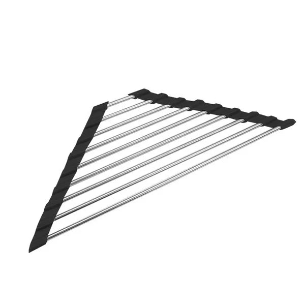 Roll-Up Corner Sink Rack for Draining and Kitchen Storage Black