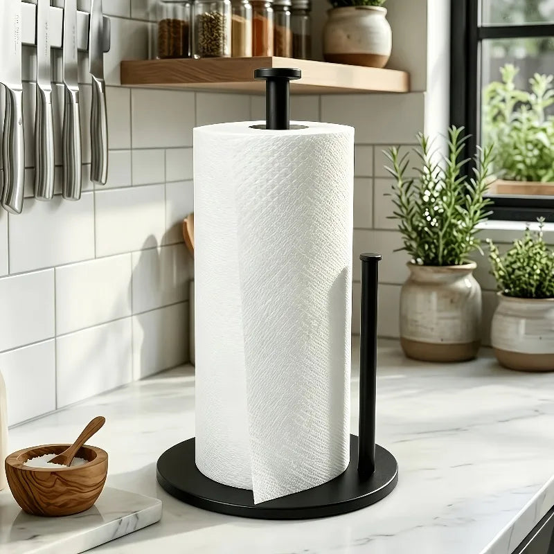 Kitchen Desktop Paper Towel Holder with Reinforced Base, Space Saving Countertop Organizer, Modern Durable Toilet Paper