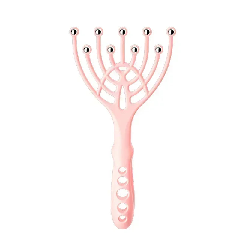 1 Pc Head Massager Scalp Neck Comb Roller Five Finger 9 Claws Steel Ball Hand Held Relax Spa Hair Care For Hair Stress Relief Pink China Mainland