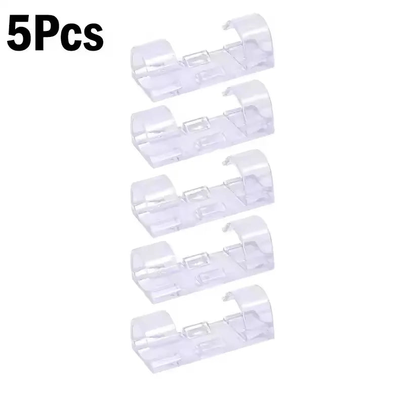Self Adhesive Open Cable Clips for Desk Wire Routing 5X-Transparet