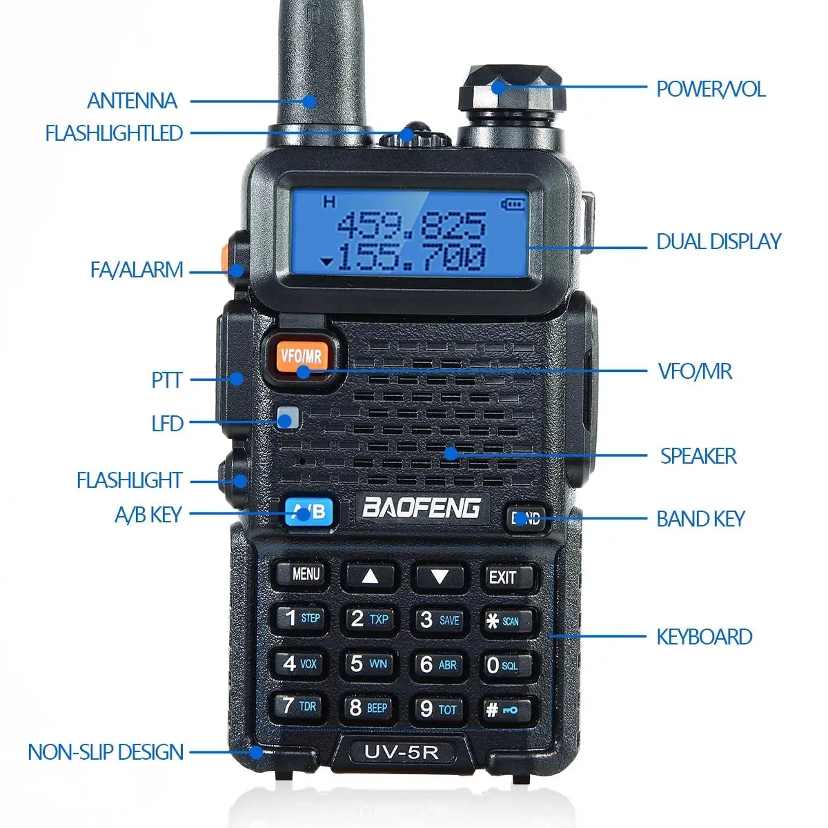 Baofeng UV-5R Walkie Talkie – Dual Band VHF/UHF Ham Radio | Long Range | CE Approved UK Version - Dicrodelights