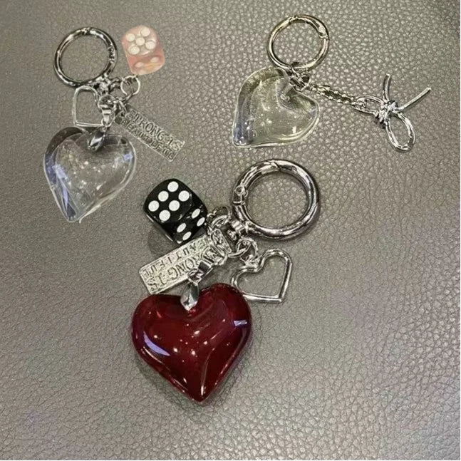 Keychain Y2K Red Heart-shaped Pearl Valentine Day Gift New Design Spurse Bag Charms Car Goth Vintage Cute Keychain Accessorie