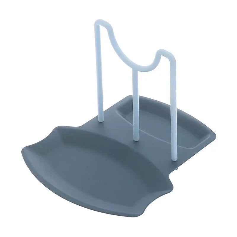 Countertop Pot Lid & Pan Organizer Rack – No-Drill Kitchen Storage Shelf with Utensil Holder 1PC Blue L 1-tier