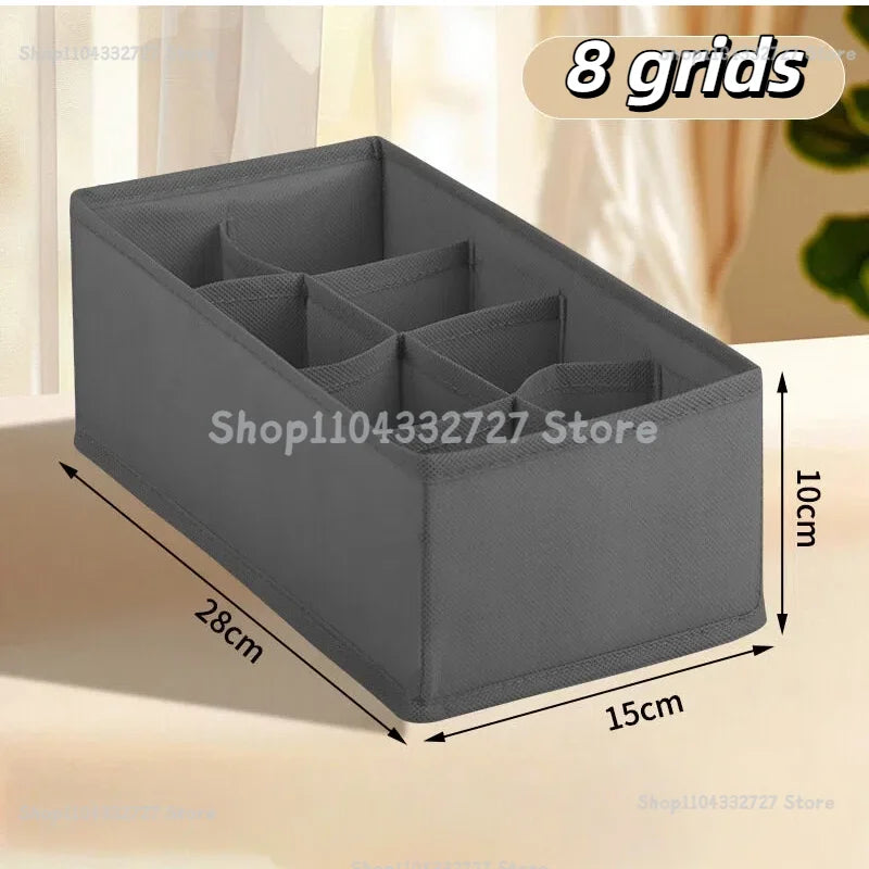 Fabric Drawer Storage Organiser for Underwear Bras and Socks grey-8grids