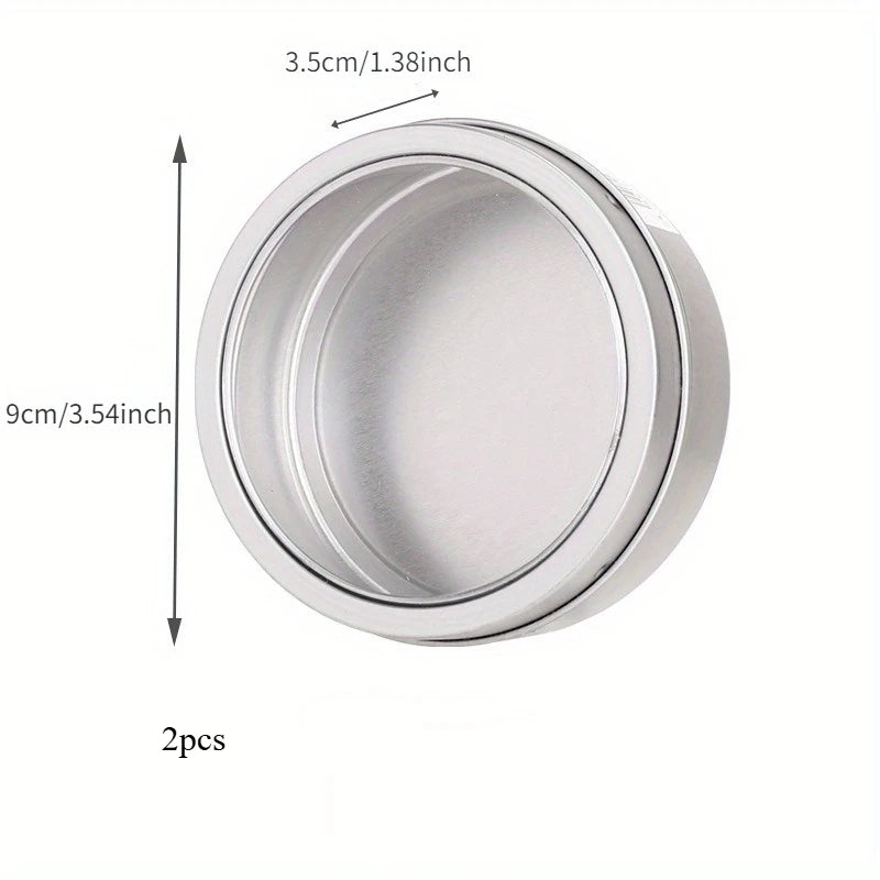 Magnetic Fridge Organiser Tin with Clear Lid, 1 or 2 Pack 2pcs