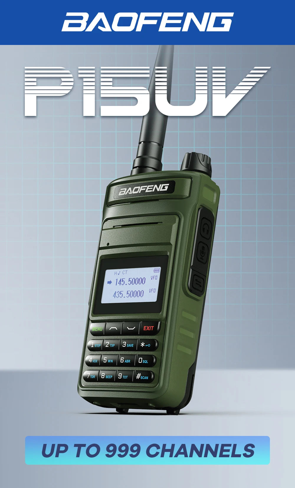 Baofeng Walkie Talkie P15UV Air Band FM/AM Long Range Wireless Copy Frequency NOAA Multi-Bands Two Way Radio Type-C Ham Radios - Dicrodelights