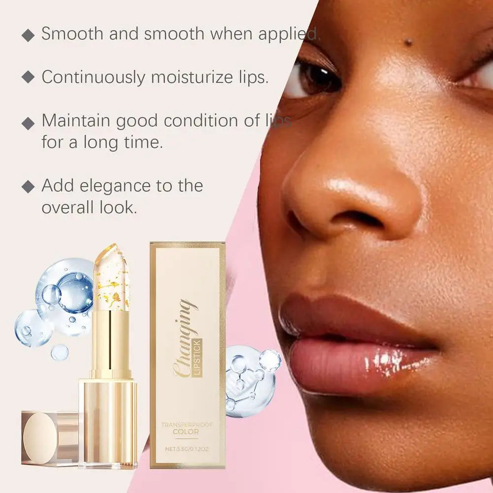 3.5g Transfer-Proof Color-Changing Lipstick Gold Leaf Discoloration Nourish Moisturize Water Light Softening Non-greasy Lip Blam