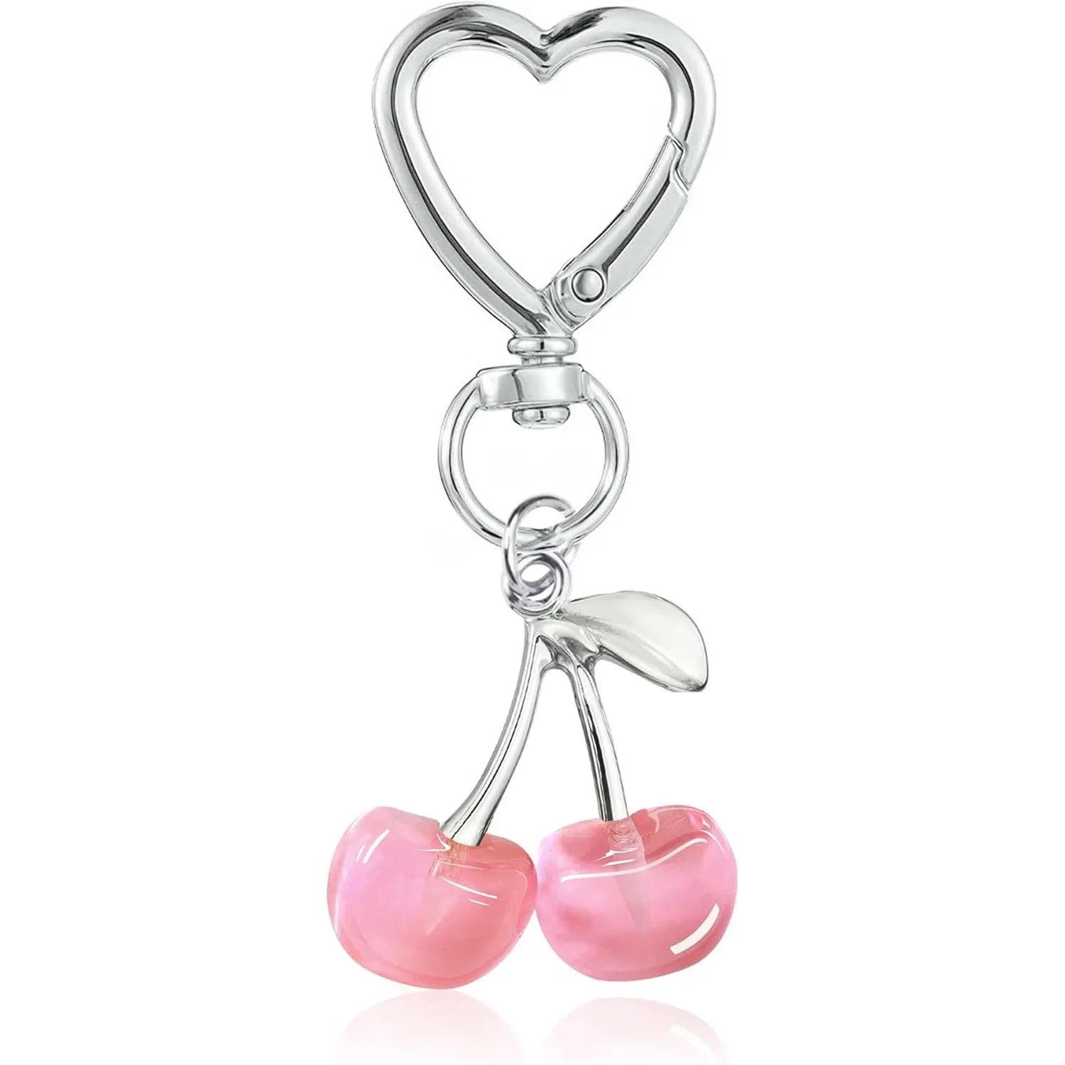 Kawaii Cherry Keychain Set - Cute Acrylic Bag Charm & Car Decor, Adorable Gift for Women Girls Birthday Valentine Accessories