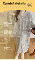 Thickened Flannel Sleepwear V-neck Home Clothes Women's Coral Fleece Robe Autumn Winter Patterned Fresh Flower Nightgown