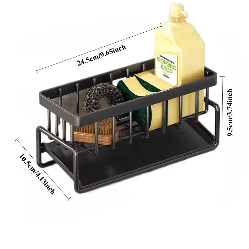 Stainless Steel Sink Organizer Drain Rack with Soap Sponge Holder Multi Layer Filter Basket Kitchen Storage Kitchen Organizer