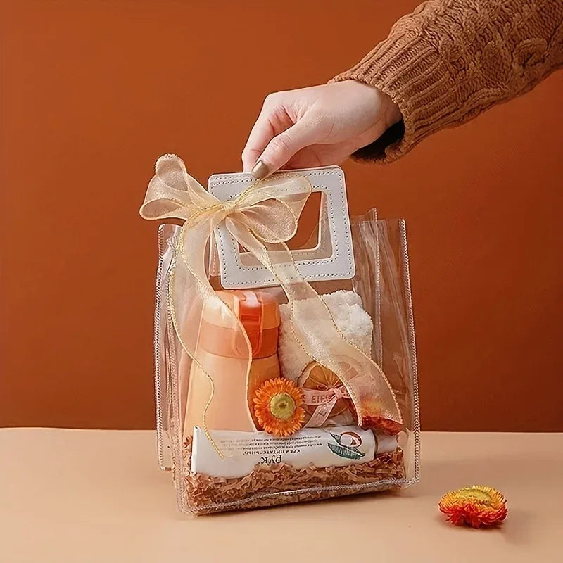 5/15/20pc PVC Gift Bags Packing Bag with Handle Wedding Accessories Festival Souvenir Party Present Candy Jewelry Packaging Home
