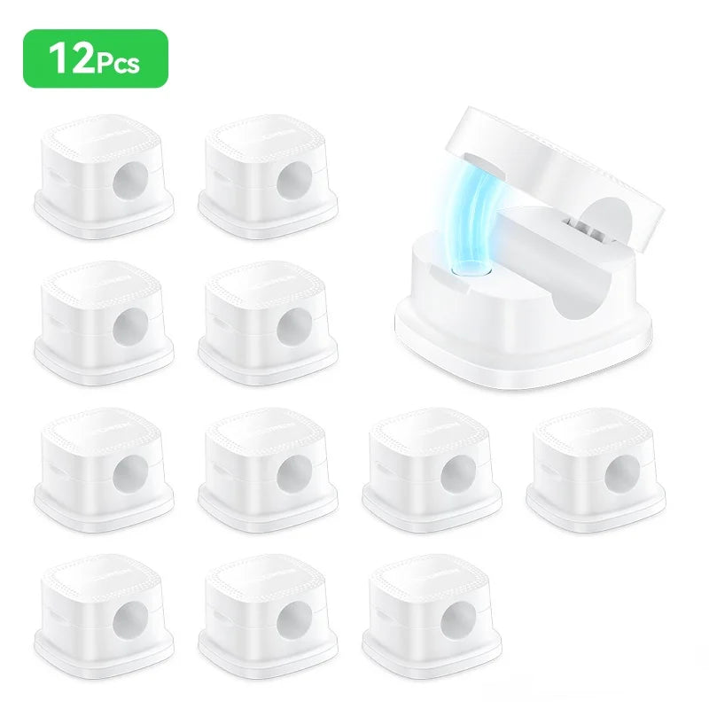 Self Adhesive Magnetic Desk Cable Clips for Charging Leads White 12PCS
