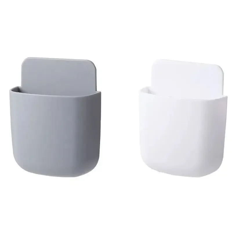 Wall Mounted Remote Control Holder Pair for Bedside Storage 1PCS white 1PCS gray