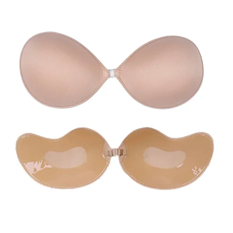 1/2Pcs Sexy Women Invisible Push Up Bra Self-Adhesive Silicone Bust Front Closure Sticky Bra Black Skin Backless Strapless Bra Group 6
