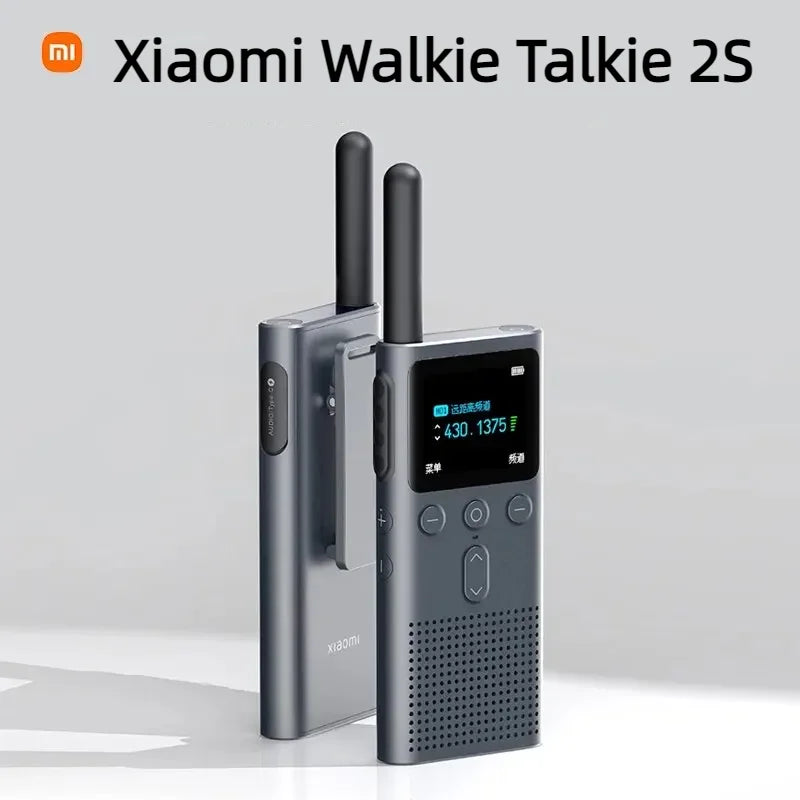 Xiaomi Walkie Talkie 2S Screen 4W Power 120-hour 1.77"Color Standby Dual Mode 5km Call Distance IP54 Outdoors Security Intercom
