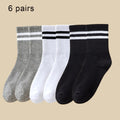 1/6 Pairs Women Mid-Tube Socks Solid Colour Autumn Winter Breathable Comfortable Sport Sweat Absorbent Man And Women's Socks 6 Pairs-mix2 One Size