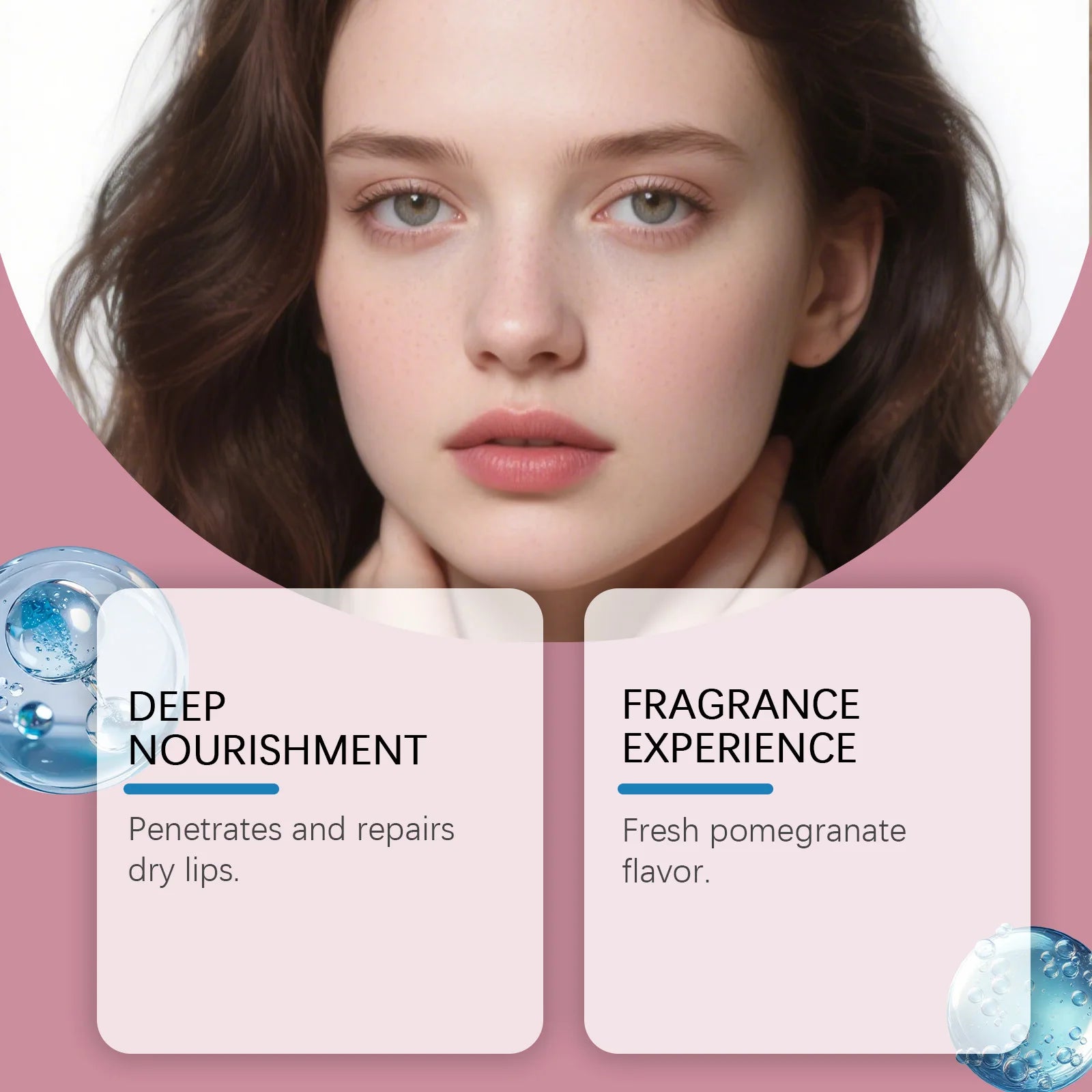 Pomegranate Lip Balm for Dry Lips Hyaluronic Acid Shea Butter Overnight Moisturizer Natural Fragrance Long Lasting Gift Women