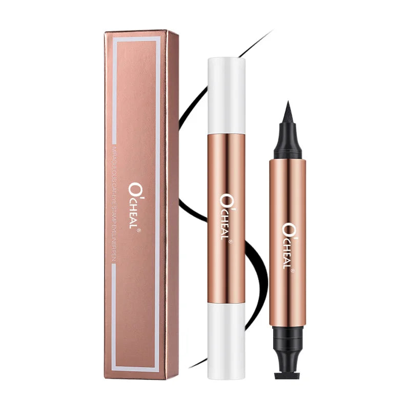 O'CHEAL Eyeliner Stamp Black Liquid Eyeliner Pen Waterproof Fast Dry Dual Head Eye Liner Pencil Make-up for Women Cosmetics Tool Black