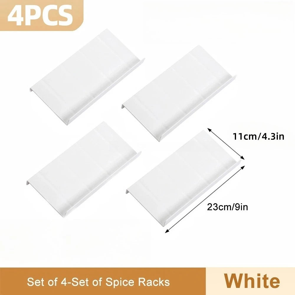 4 Layers Kitchen Spice Drawer Organizer Adjustable Spice Rack for Spice Jars Seasoning Bottles Cabinet Pantry Kitchen Organizer 4 pieces white rack