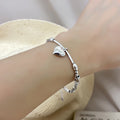 VENTFILLE 925 Sterling Silver Double Love Heart Hollow Round Beads Bracelet Female Fashion Romantic Jewelry Classic Adjustable BTSP1274