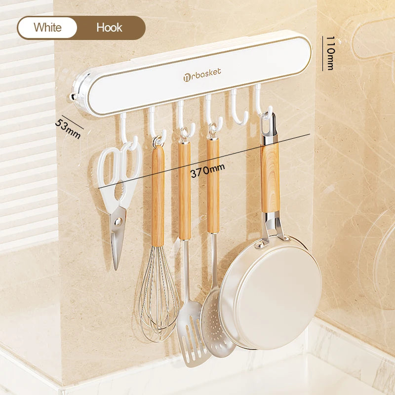 Kitchen Shelf Multifunctional Storage Rack Wall Mounted Non Perforated Suction Cup Household Storage White 1 M 1-tier