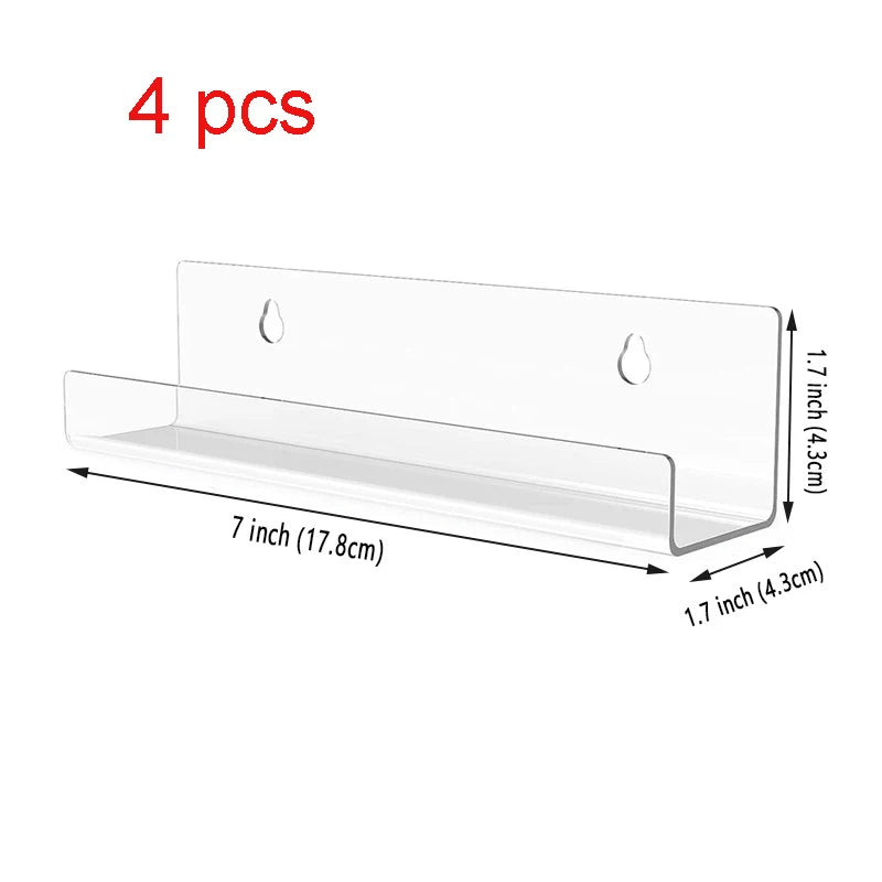 Acrylic Record Shelf for Wall Mounted Album Cover Display 7inch 4 pcs