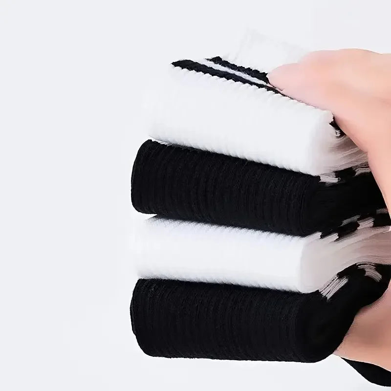 Striped Cotton Socks Men Women – Soft Breathable Multi-Pack