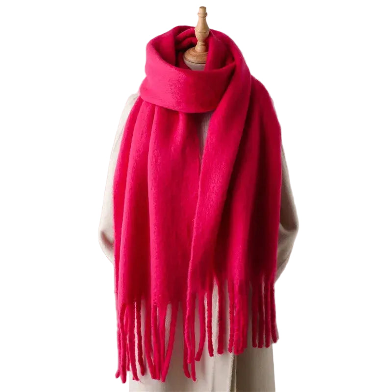 Women Winter Cashmere Scarf Thick Warm Pashmina Shawl Wrap Fuchsia