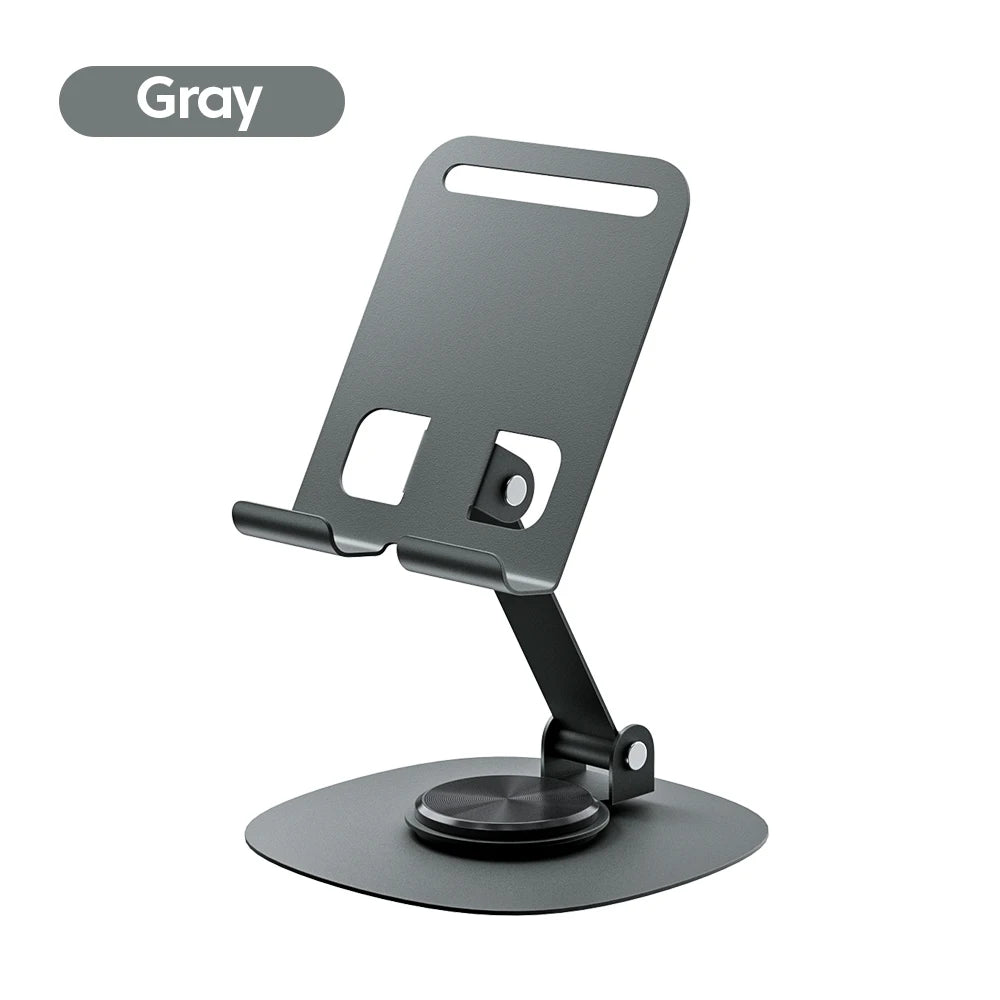 Rotating Aluminium Phone Stand for Hands Free Desk Viewing gray