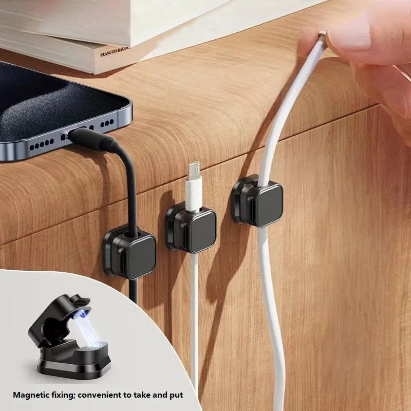 Adhesive Magnetic Cable Clips for Desk Charging Lead Storage