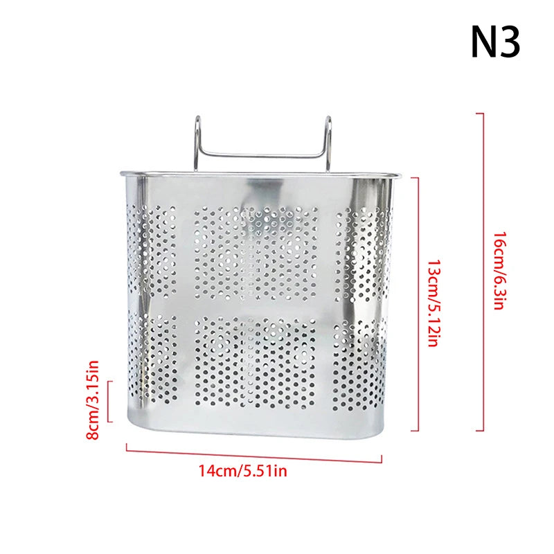 Stainless Steel Cutlery Drainer with Hanging Hooks for Kitchens 3