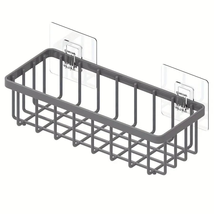 Easy-to-Install Kitchen Sink Organizer, No Drilling Required, Multipurpose Storage Rack Suitable for Sponges,Brushes, and Towels GRAY