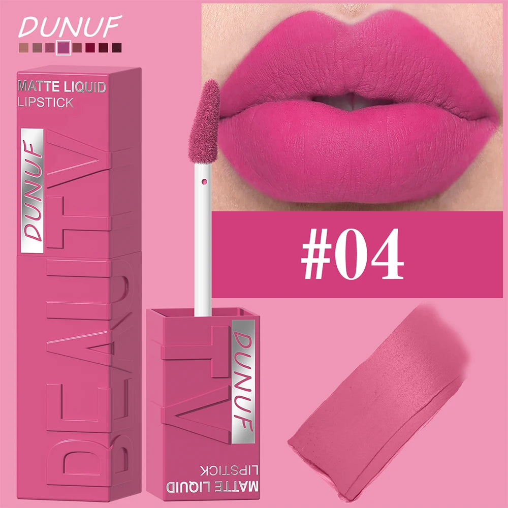 8-Color Matte Velvet Lip Gloss – Waterproof Plumping Lipstick, Smooth Easy-Apply Square Tube 28195-04