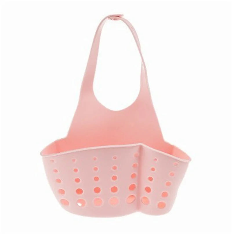 Home Storage Drain Basket Kitchen Sink Holder Adjustable Soap Sponge Shlf Hanging Drain Basket Bag Kitchen Accessories Pink
