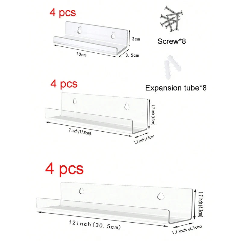 Clear Record Shelf Four Pack for Wall Mounted Album Displays