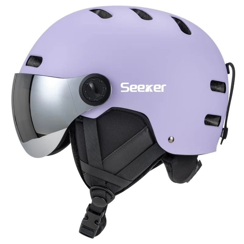 Seeker Ski Helmet with Goggles Winter Snow Helmet Outdoor Sports Alpine Skiing Skating Helmet Adult Men's and Women's Ski Helmet Purple