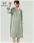 FIMTAIRAH 6A 22MM 100% Silk Nightdress Real Silk Nightgown Women long plus large size Sleepwear Pajamas robe
